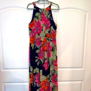 Navy blue floral maxi dress